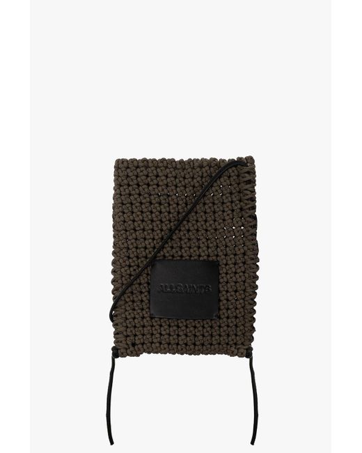 AllSaints Black 'crochet Mini' Shoulder Bag for men