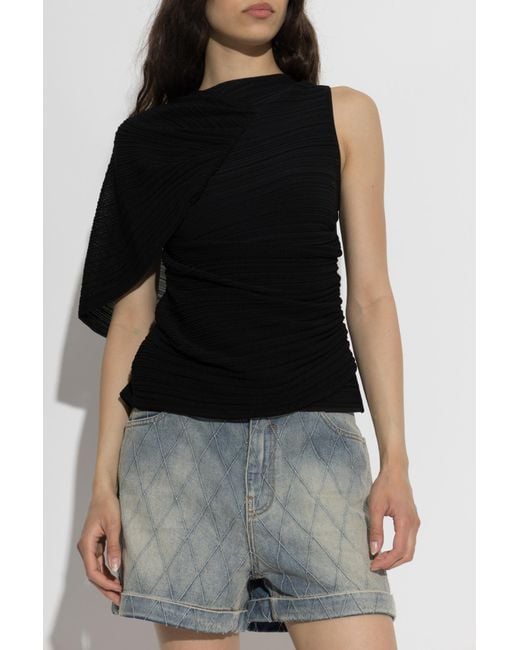 Balmain Black Pleated Top