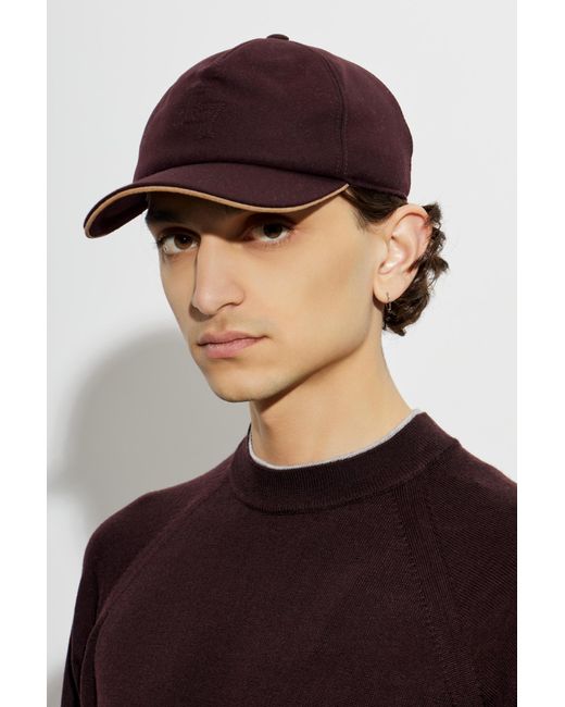 Eleventy Red Wool Baseball Cap for men