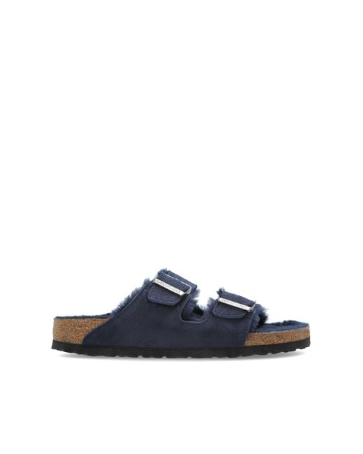 Birkenstock Blue Arizona Shearling' Slides