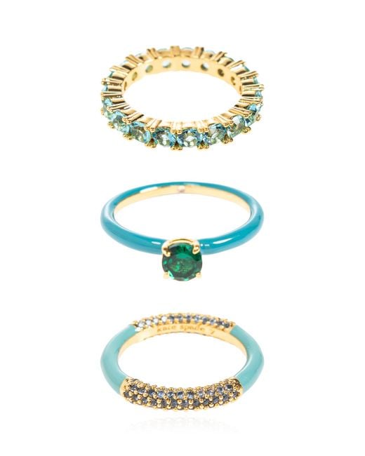 Kate Spade Green Set Of Three Rings