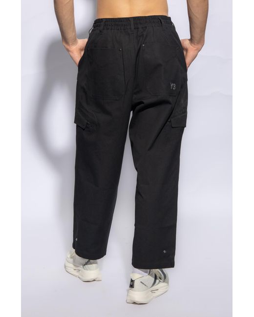 Y-3 Black Cotton Cargo Trousers, for men
