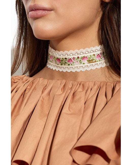 Chloé White 'Folk' Necklace With Floral Motif