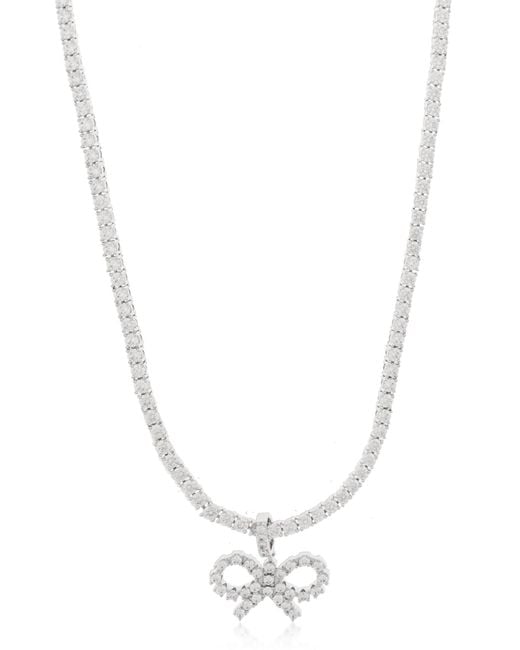 Self-Portrait White Necklace With Shimmering Crystals