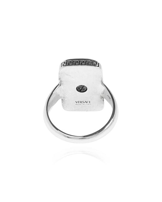 Versace Black Signet Ring With Medusa's Head for men