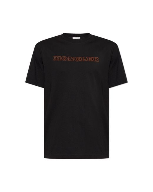 Moncler Black T-Shirt With Logo for men