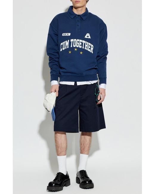 Carne Bollente Blue Long-Sleeve Polo for men