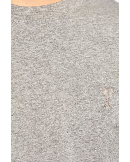 AMI Gray T-shirt With Logo, for men