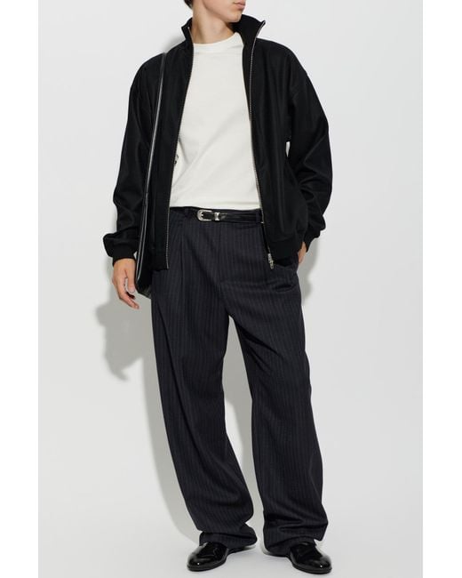 Jil Sander Black Wool Trousers With A Pinstripe Pattern for men