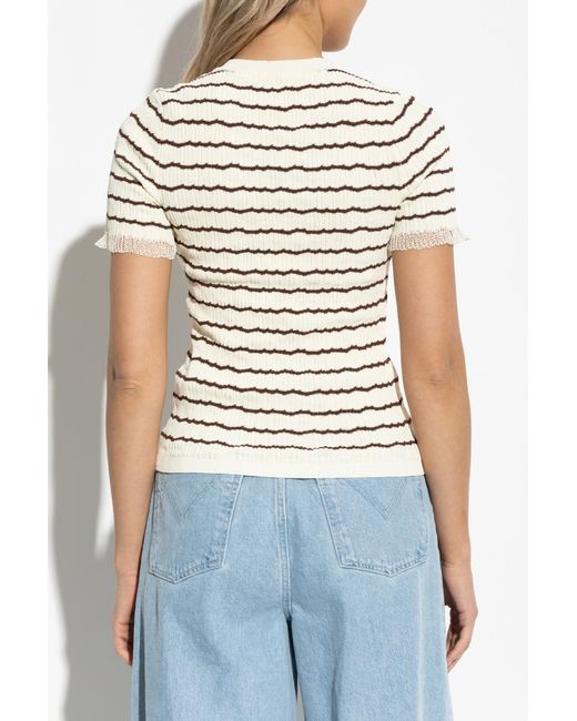 Rag & Bone White Striped Pattern Top