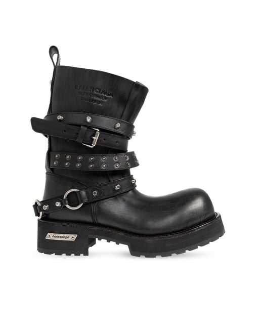 Balenciaga Black 'Venom City' Leather Platform Shoes for men