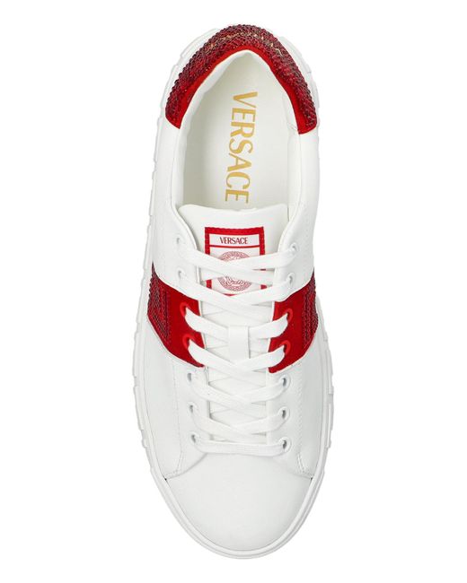 Versace Red Sports Shoes With Shimmering Sequins