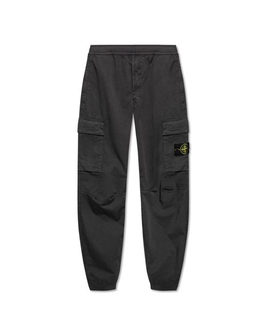 Stone Island Black Trousers With Logo for men