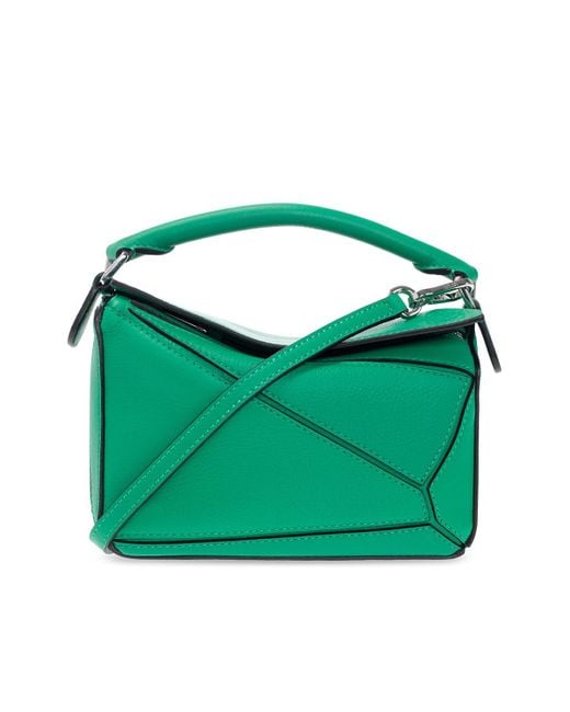 Loewe Leather 'puzzle Mini' Shoulder Bag in Green - Lyst