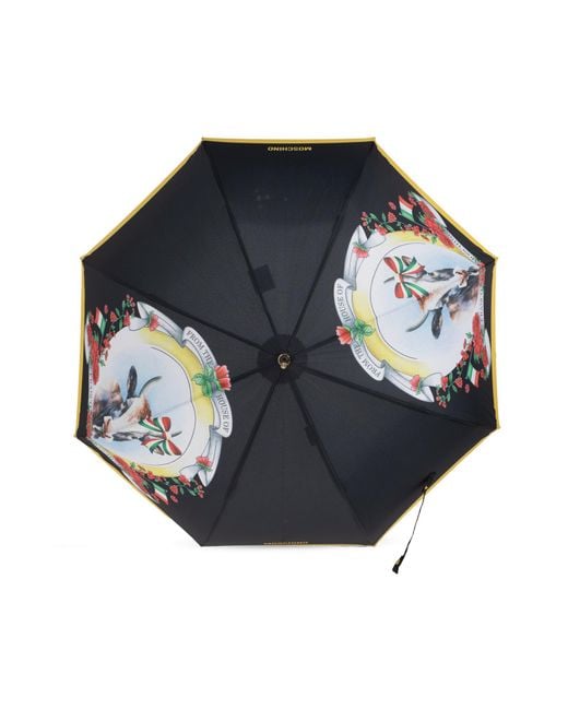 Moschino Blue Parasol With A Pattern