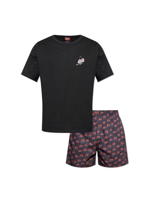 DIESEL Black Two-Piece Pyjamas "Kit-James" for men