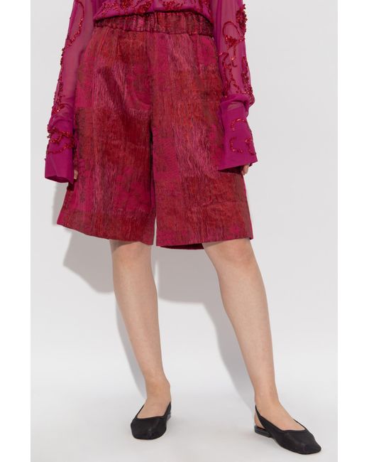 Dries Van Noten Red Shorts With Pockets