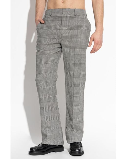 Balmain Gray Wool Trousers With Houndstooth Pattern for men