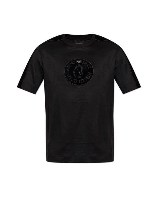 Emporio Armani Black T-Shirt With Patch for men