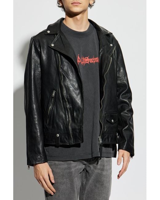 AllSaints Black Leather Jacket Milo for men