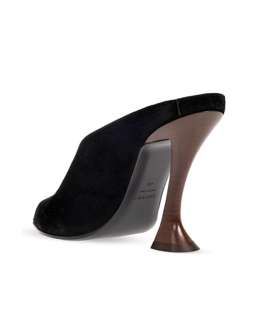 Lanvin Black Suede Heeled Mules
