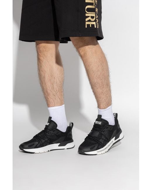 Versace Jeans Couture Black Sports Shoes With Printed Logo for men