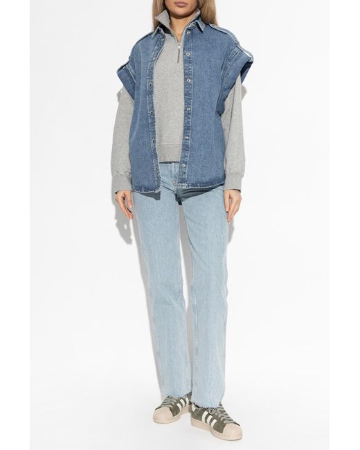 Ganni Gray "Oversize" Sweatshirt With A Stand-Up Collar