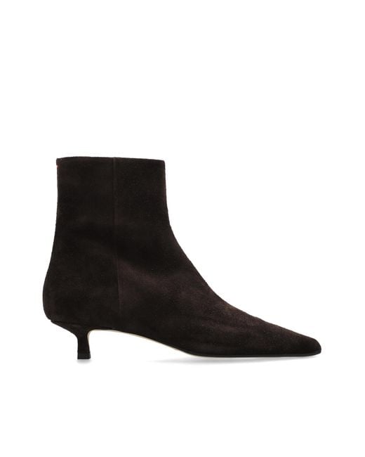 Aeyde Natural Suede Heeled Ankle Boots 'Sofie'