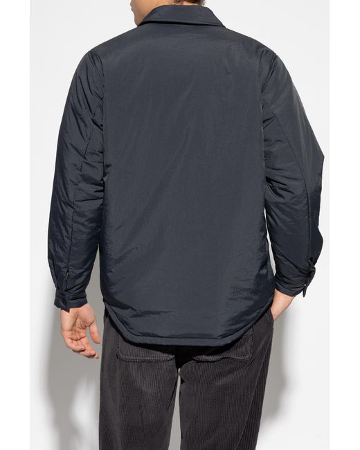 American Vintage Blue Insulated Jacket With Logo Patch, for men