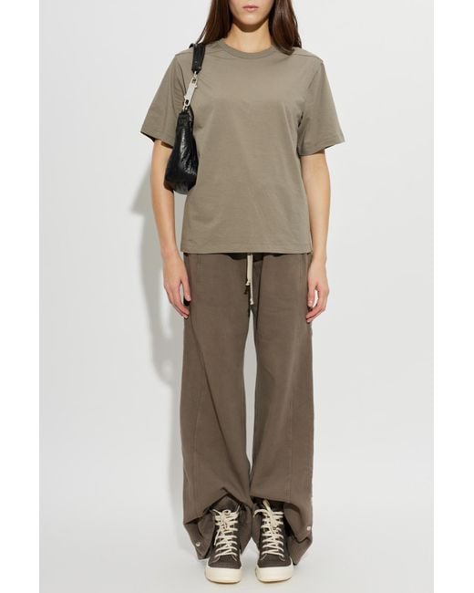 Rick Owens Green T-Shirt With A Crew Neck