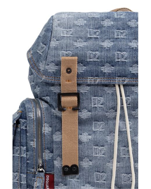 DSquared² Blue 'D2 Monogram' Backpack for men