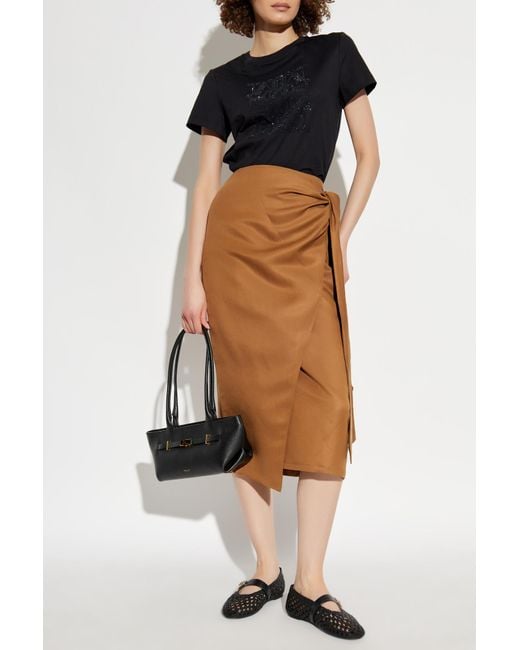 スカート MAX MARA Tequila linen and silk twill pencil skirt Marrone Linen and silk twill skirt, tobacco | 