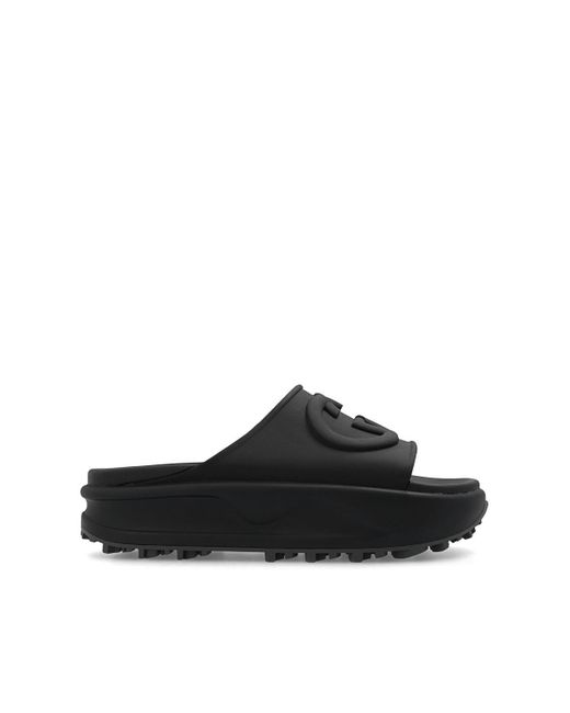 Gucci Slides With Logo in Black | Lyst