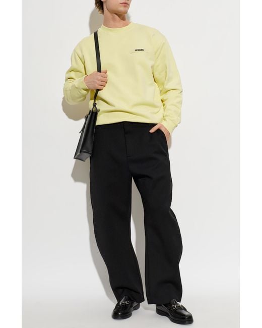 Jacquemus Yellow Sweatshirt With Logo Patch for men