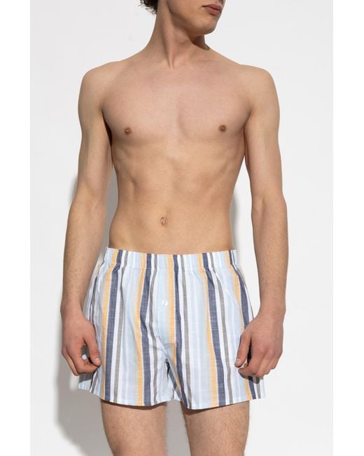 Hanro White Boxers With Stripe Pattern for men