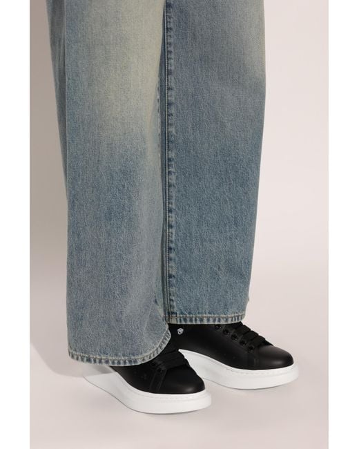 McQueen Black Leather Sports Shoes With Logo