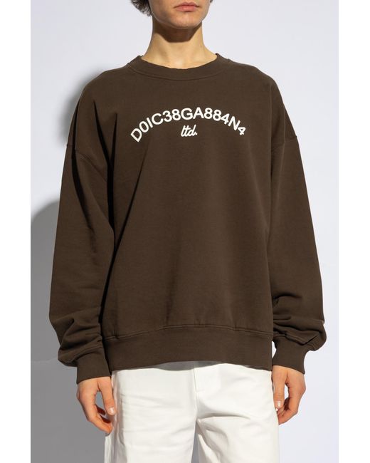 Dolce & Gabbana Brown Printed Sweatshirt, for men