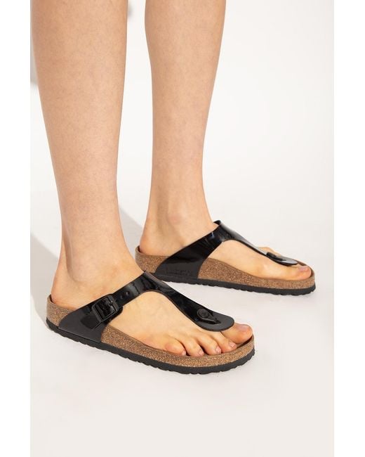 Birkenstock Black Gizeh Birko-flor Patent Sandal
