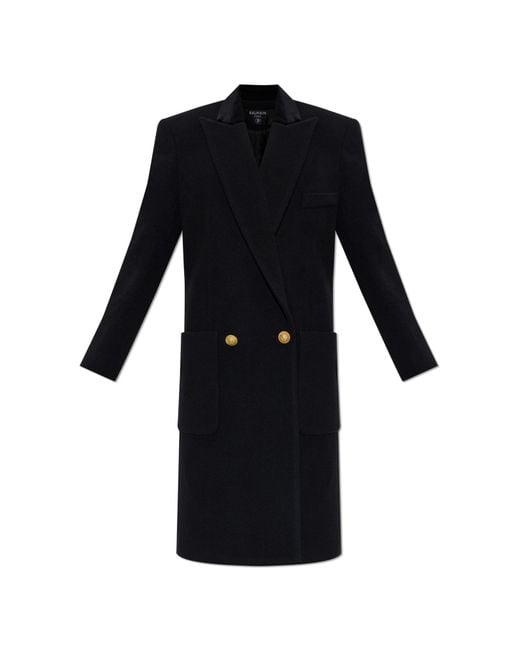 Balmain Black Wool Coat