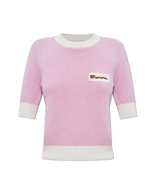 Marni Pink Sweater With Logo
