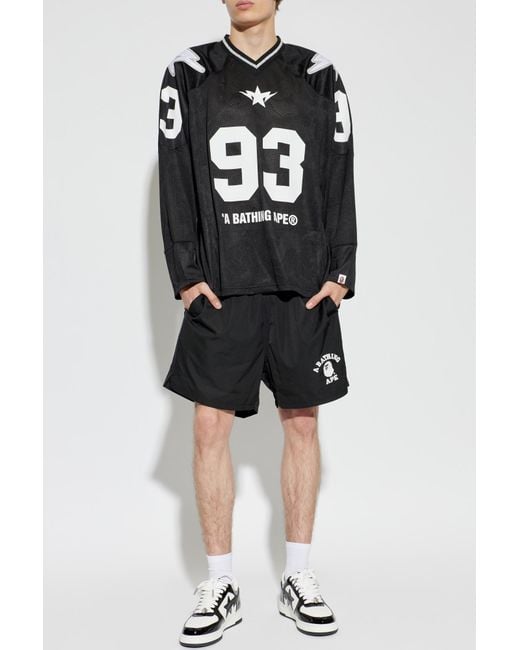 A Bathing Ape Black Shorts With Logo for men