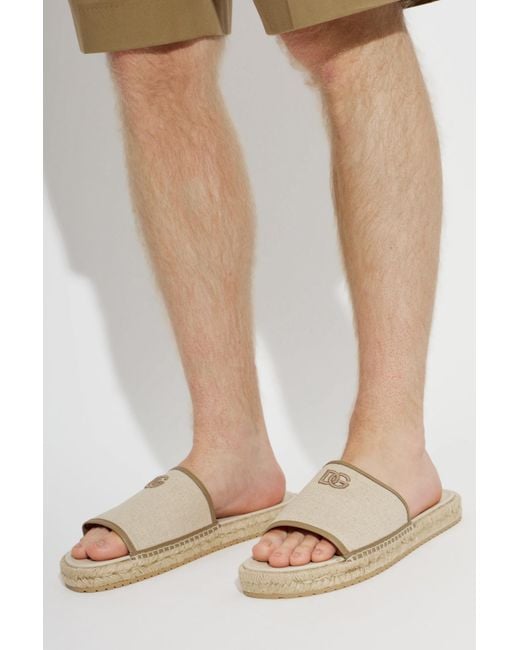 Dolce & Gabbana White Slides With Logo for men