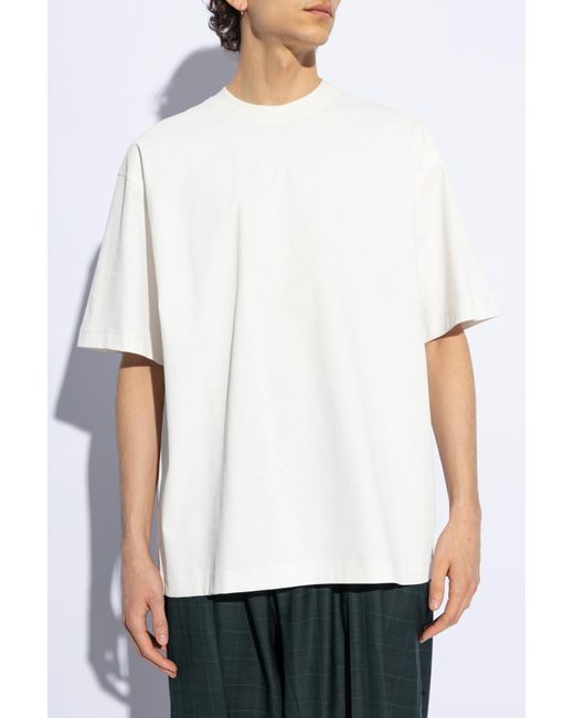 Burberry White T-shirt With Reverse Side Roll-up Effect, for men