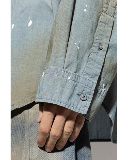Acne Blue T-Shirt With A Collar for men