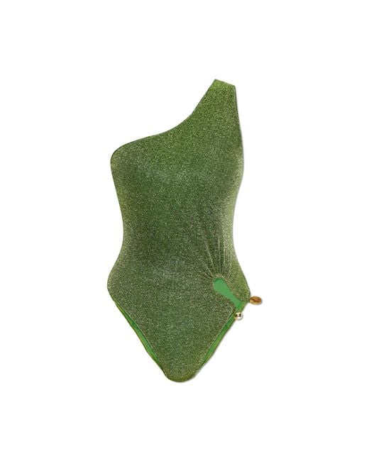 Oseree Green One-Piece Swimsuit With Lurex Thread