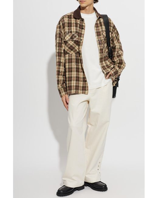 Palm Angels Brown Checked Pattern Shirt for men