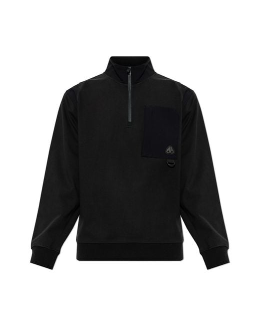 Moose Knuckles Black Sweatshirt With Pocket for men