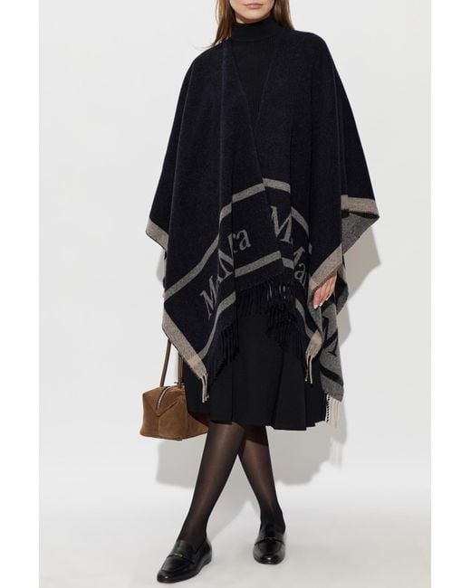 Max Mara Black Wool Poncho 'Hilde'