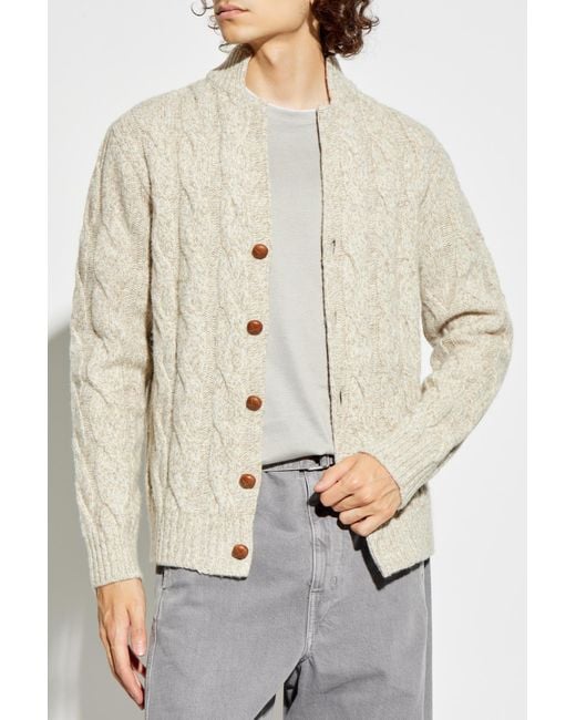 Eleventy White Wool Cardigan With Decorative Knit for men