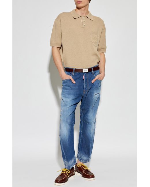 DSquared² Blue Polo With Pocket for men